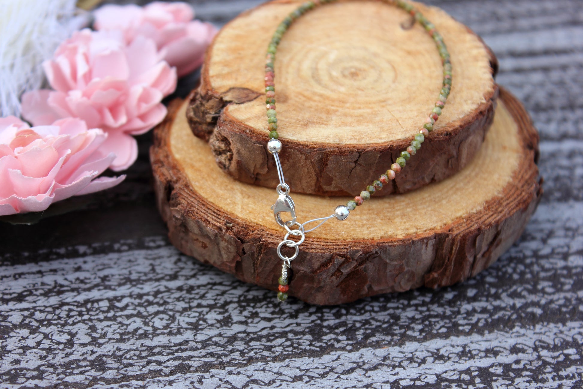 Unakite faceted bracelet