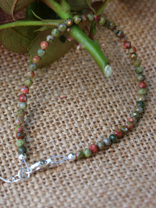 Unakite faceted bracelet (3mm)