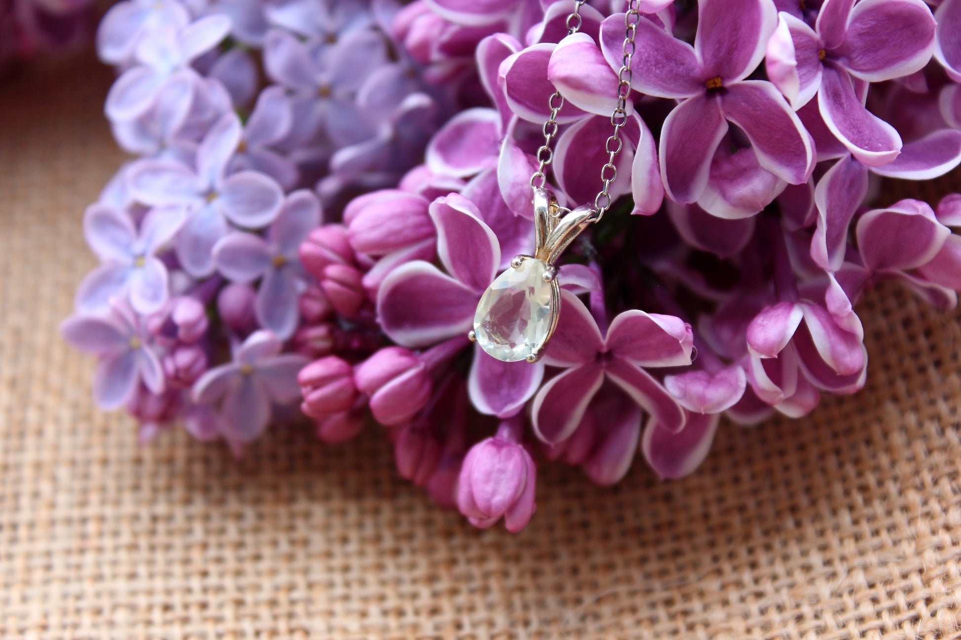 White Topaz Pear Necklace