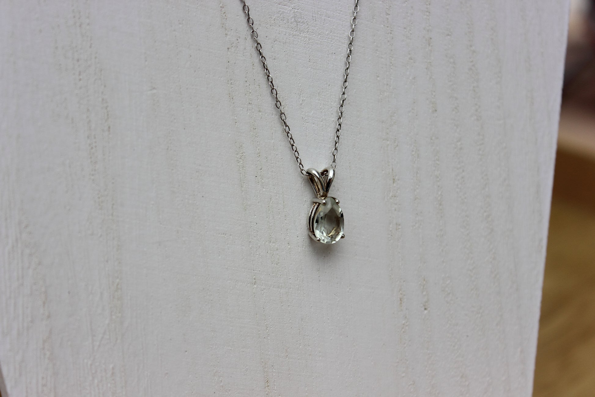 White Topaz Pear Necklace