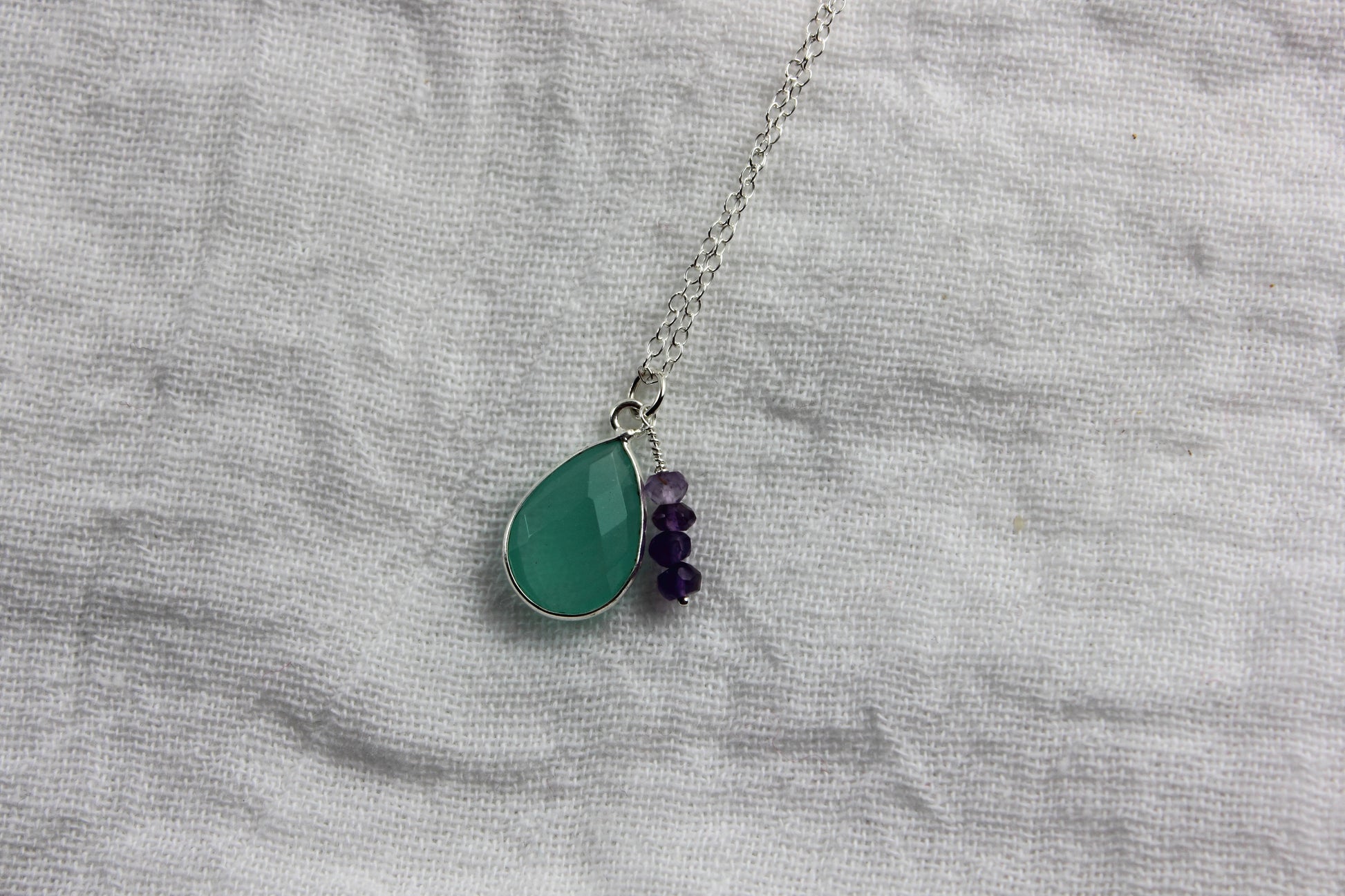 Aqua Chalcedony and Amethyst necklace