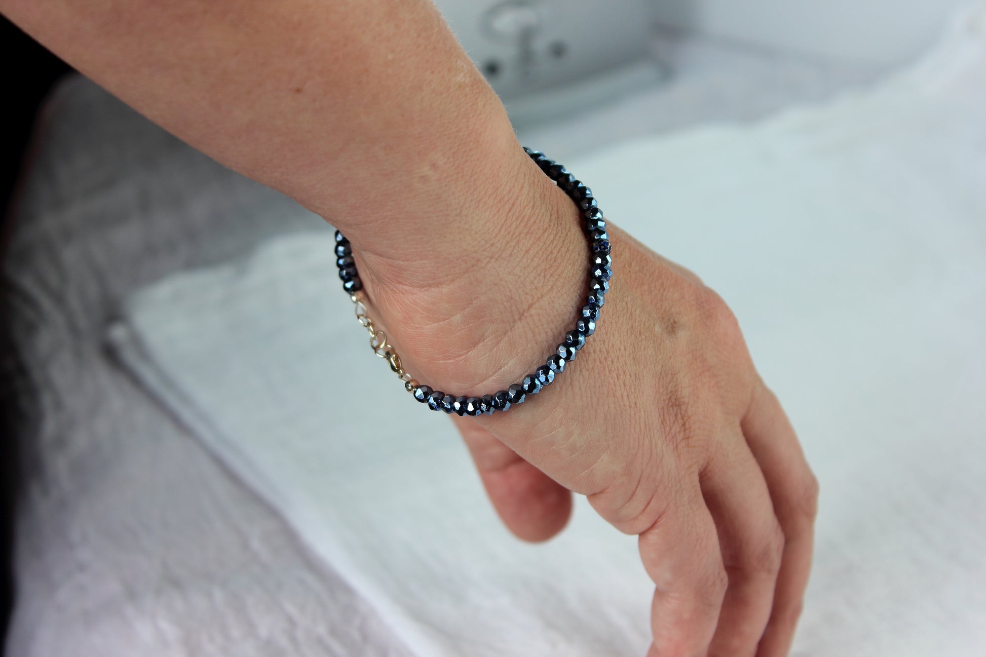Blue Pyrite faceted bracelet