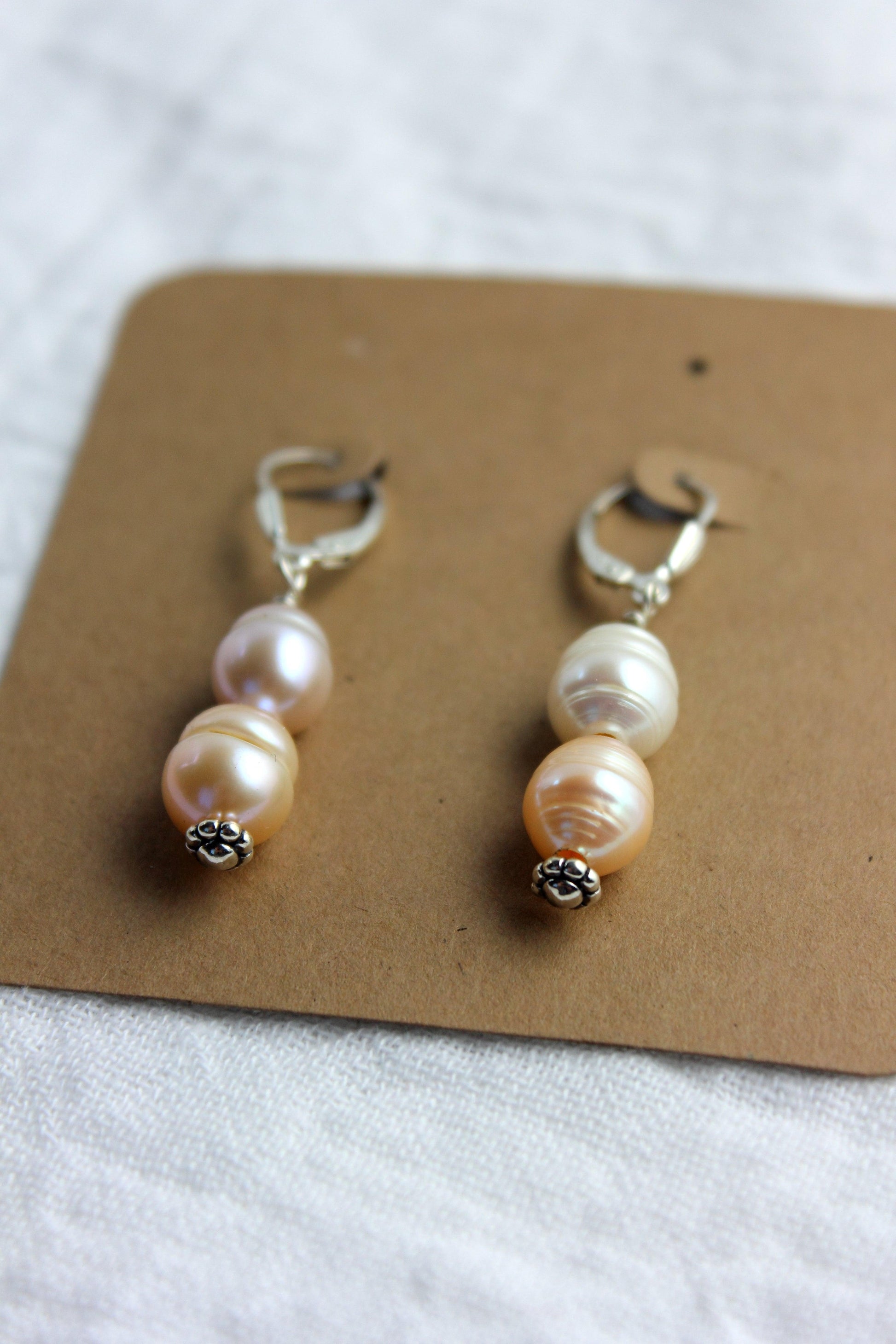 Pink Potato Pearl Dangle Earrings