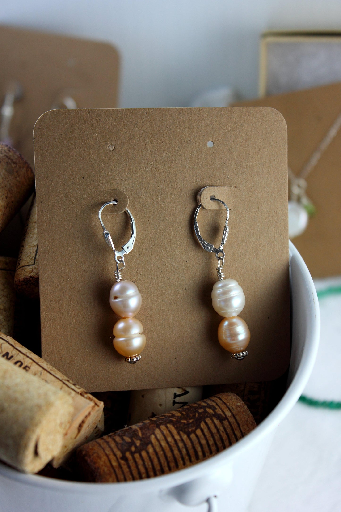 Pink Potato Pearl Dangle Earrings