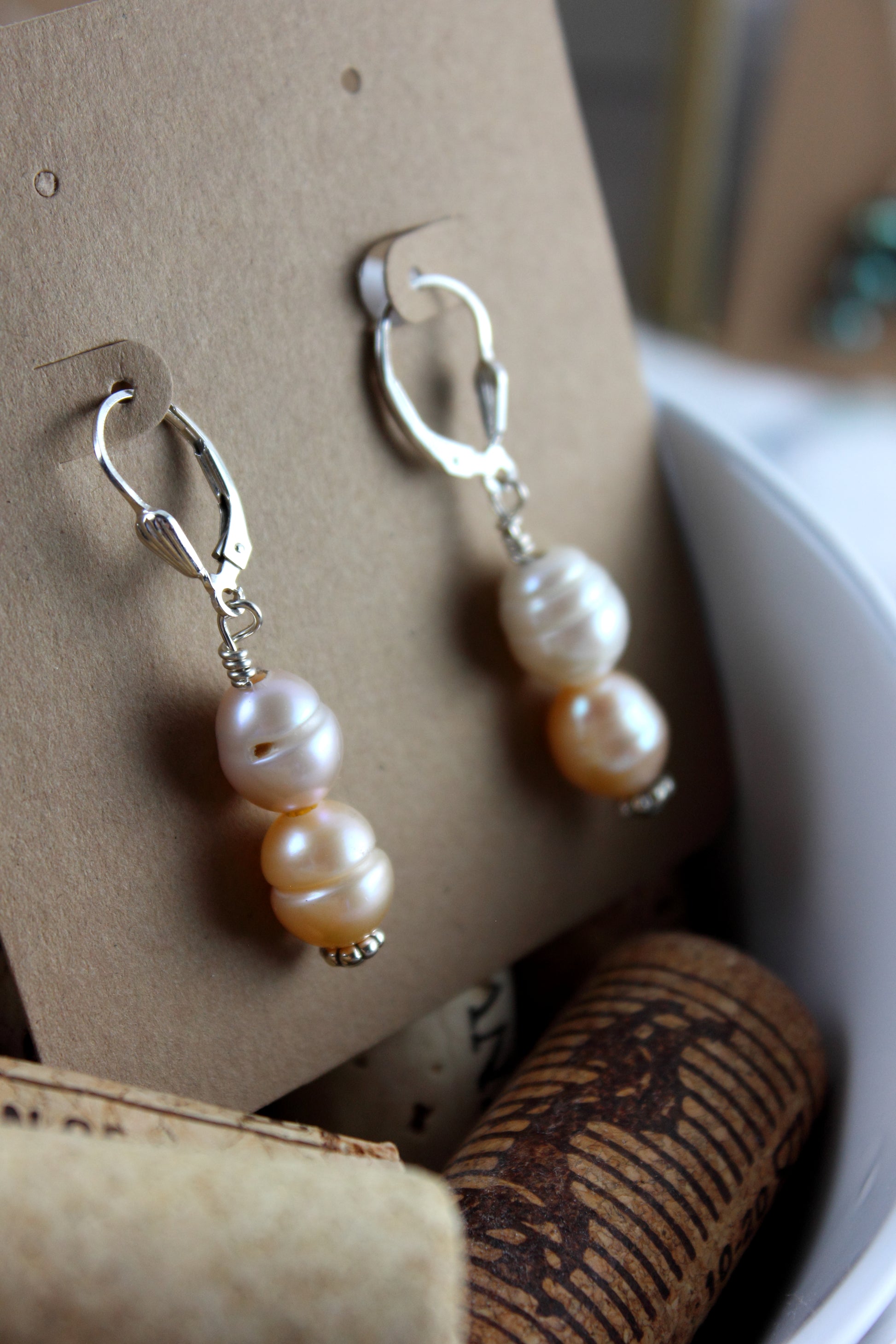 Pink Potato Pearl Dangle Earrings