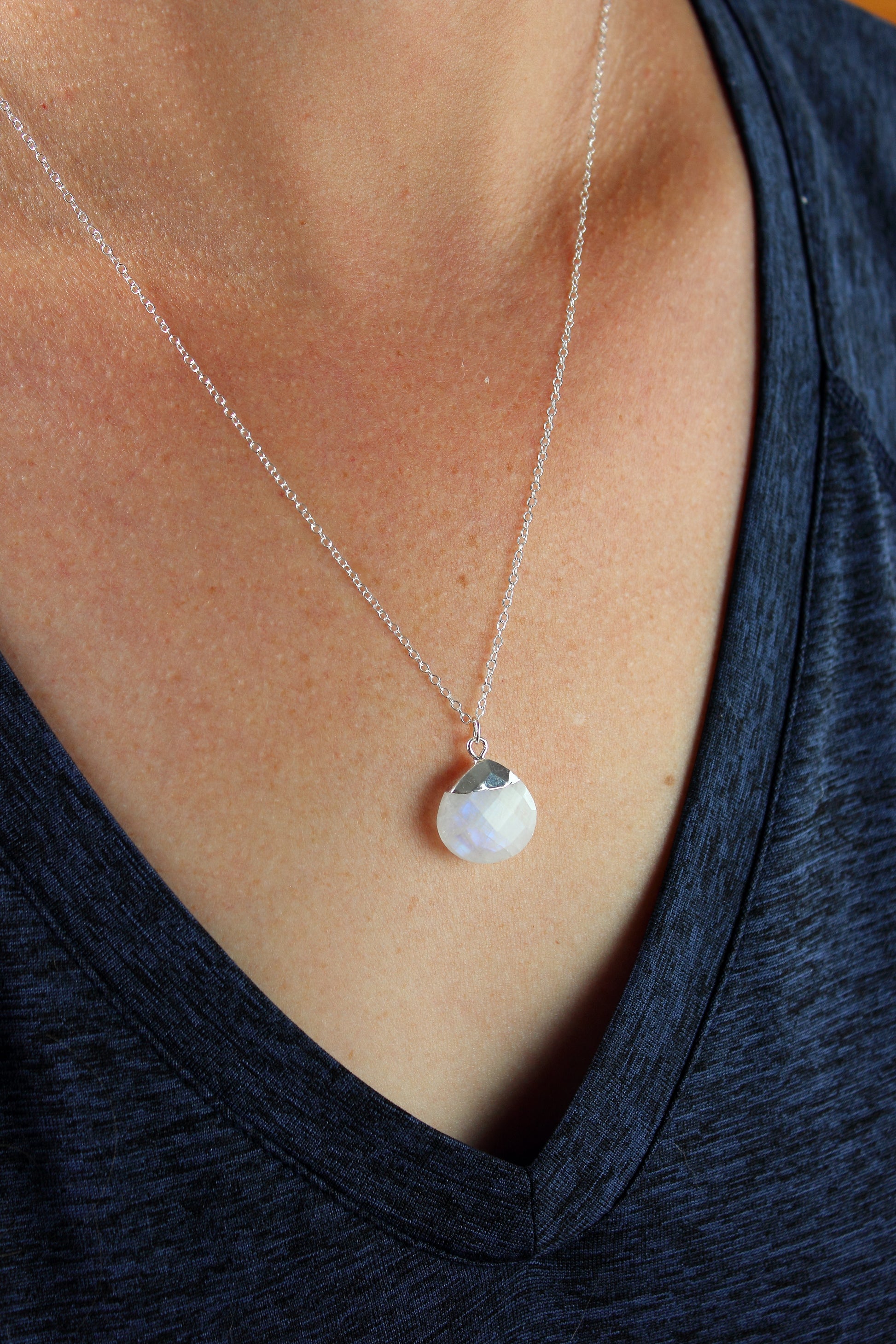 Rainbow Moonstone Briolette Necklace