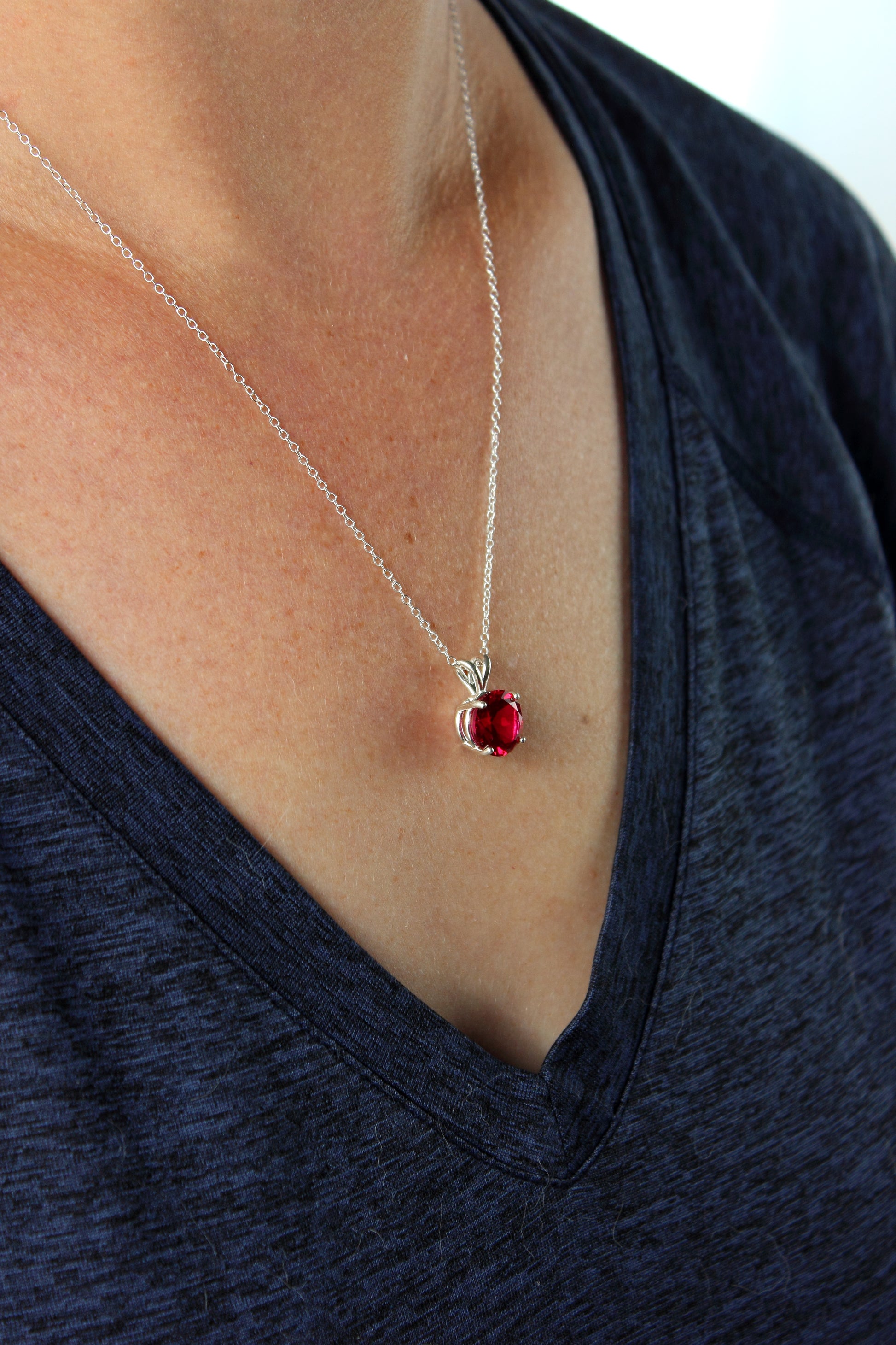 Round Cut Ruby Pendant