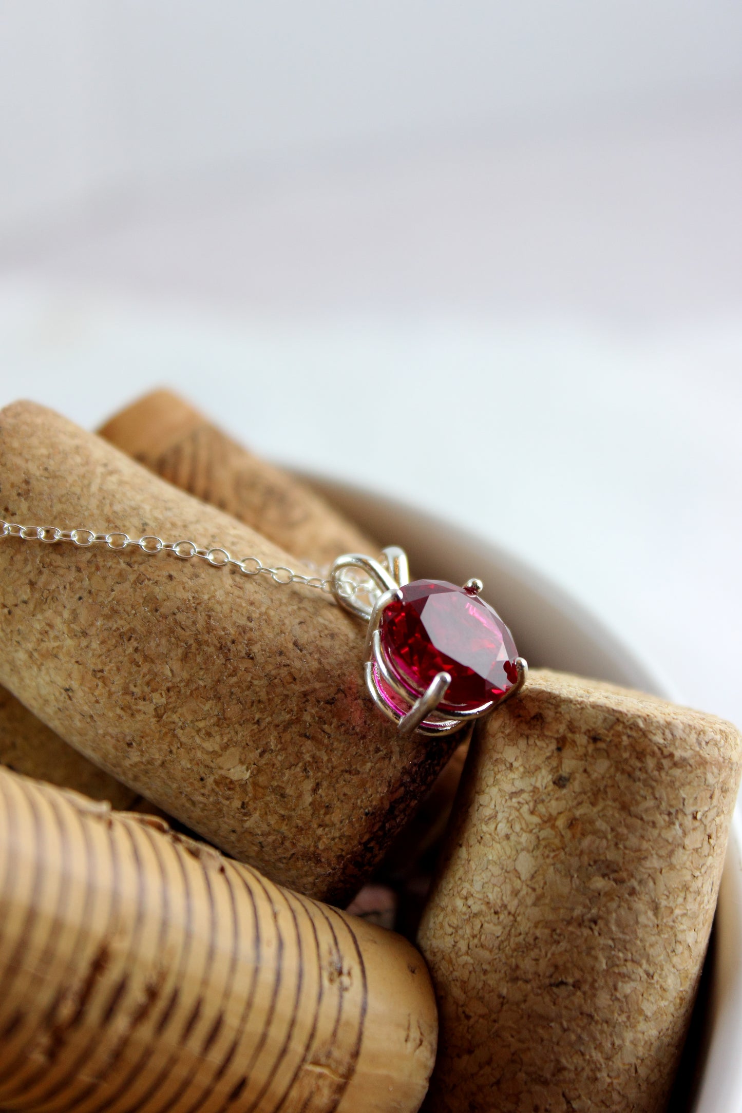 Round Cut Ruby Pendant